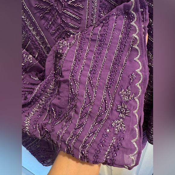 ZARA SHORT  Beaded Purple Tunic  Dress Size S-M Embroidered - Picture 4 of 9